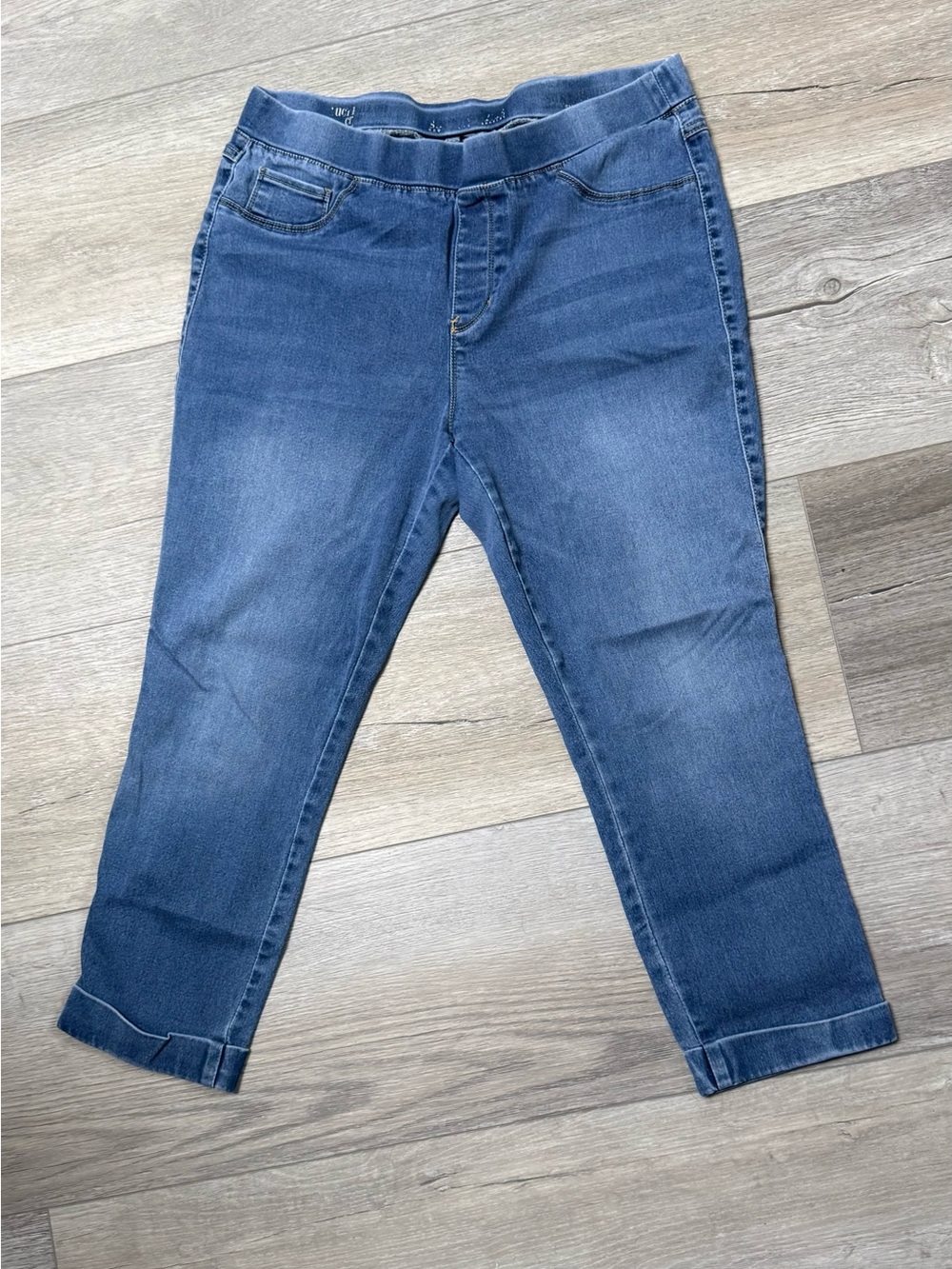 Roundtree & Yorke Women's Blue Cropped Pull-On Jeans